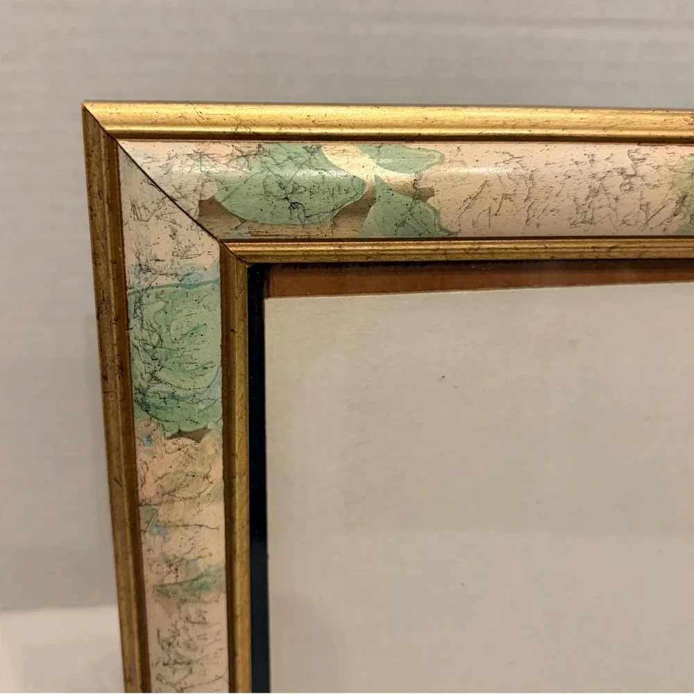 The Fetzer Gallery 8x10 Picture Frame Gold Green Blue Marbled Tabletop Decor